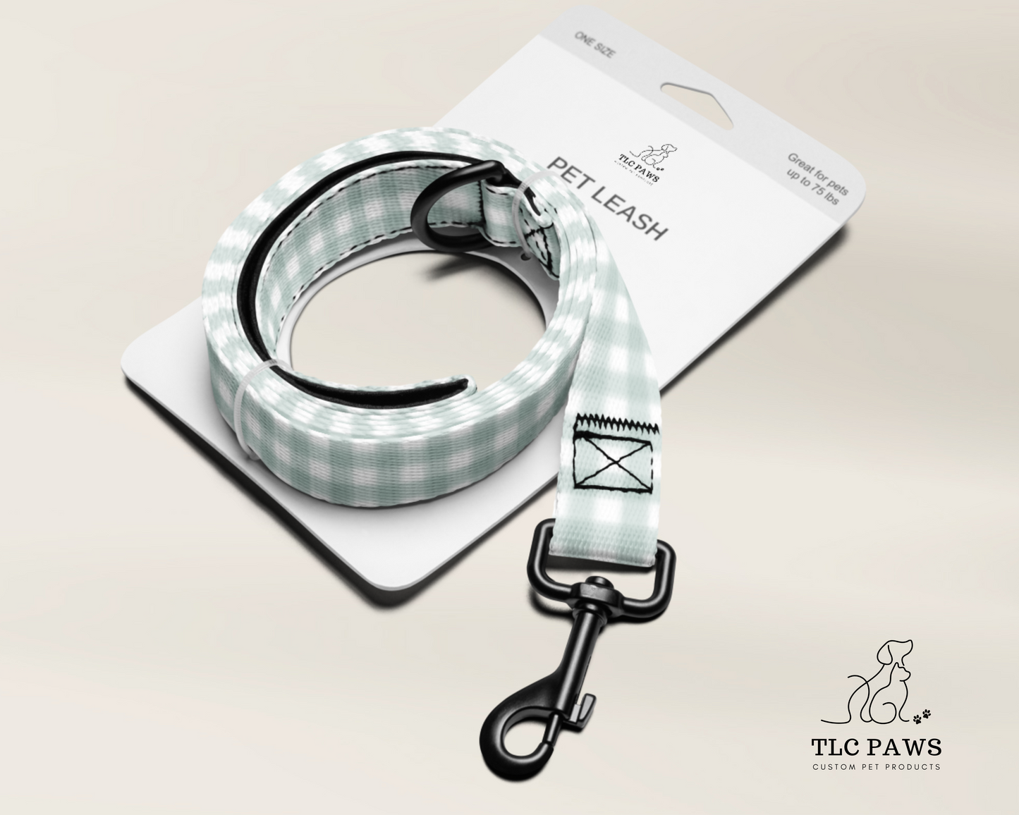 Dog Leash - Gingham Sage - TLC Paws