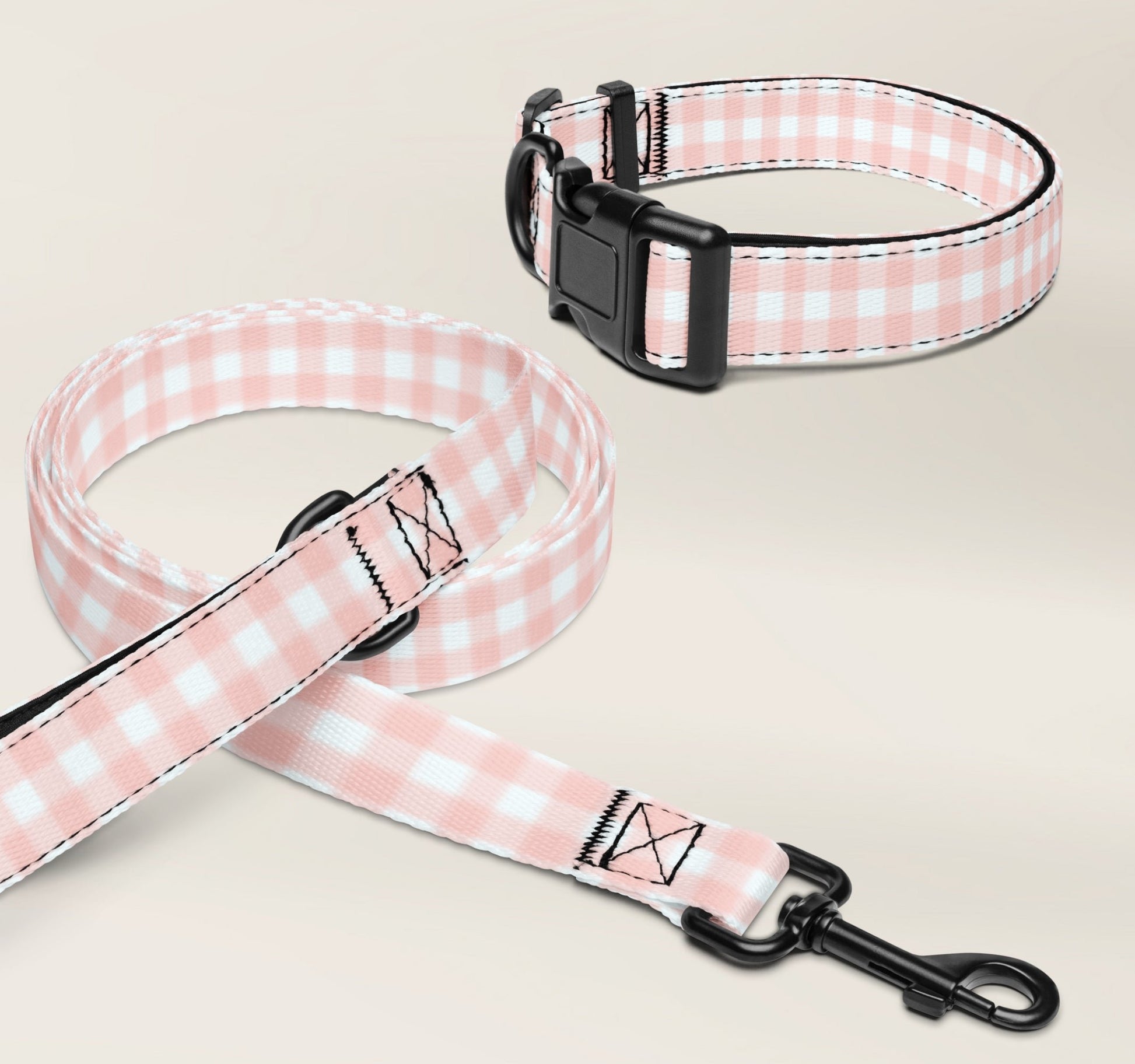 Custom Dog Pet Leash - Gingham Pink - TLC Paws