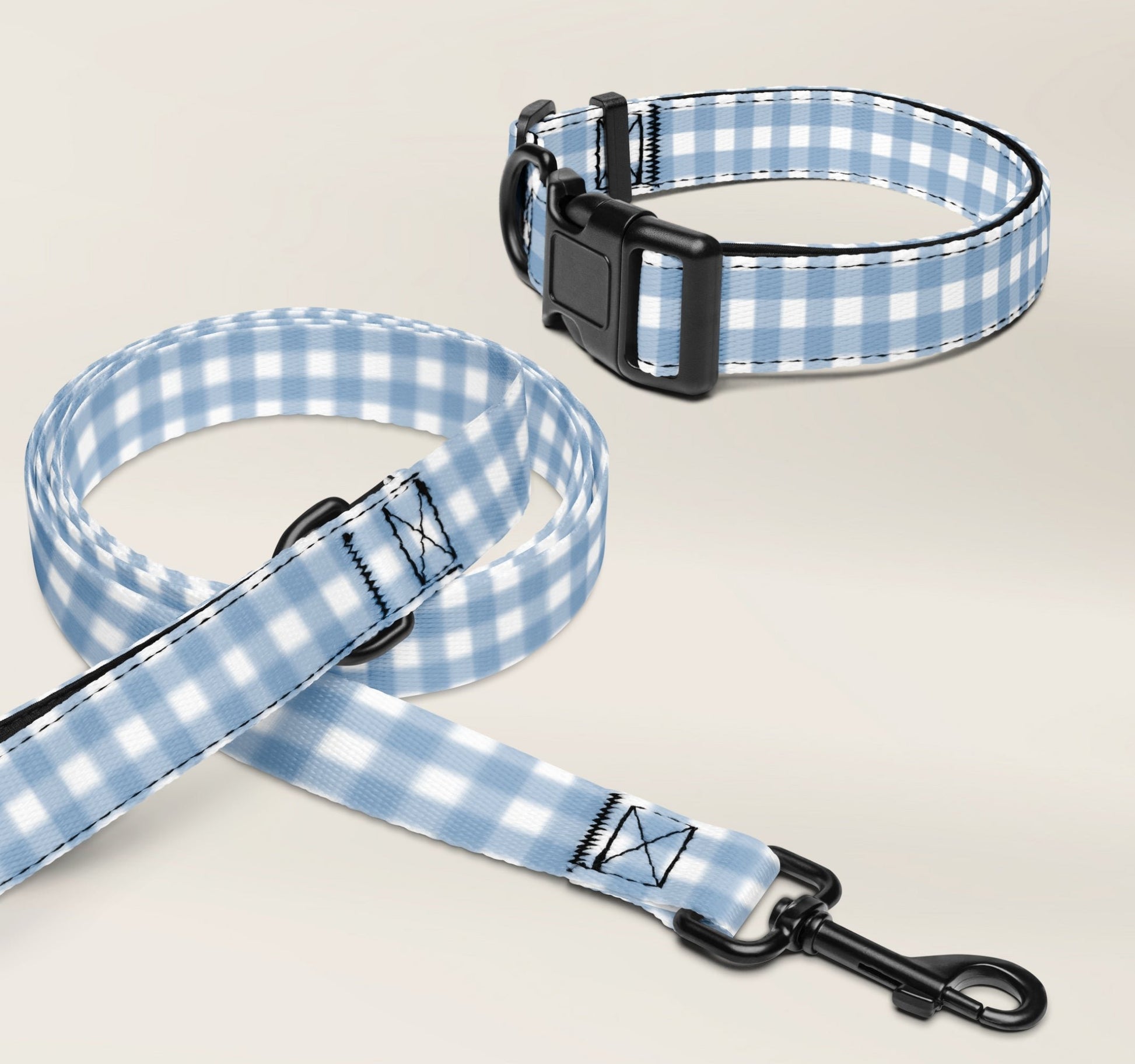 Custom Pet Dog Leash - Gingham Blue - TLC Paws