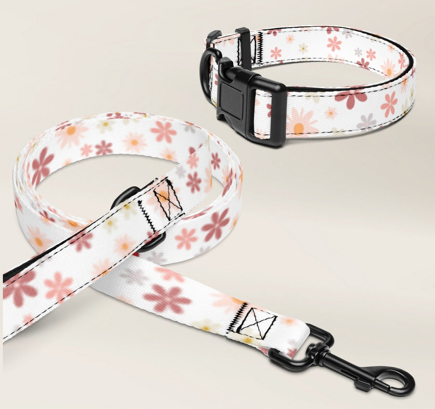 Dog Collar and Leash Set - Retro Floral - TLC Paws