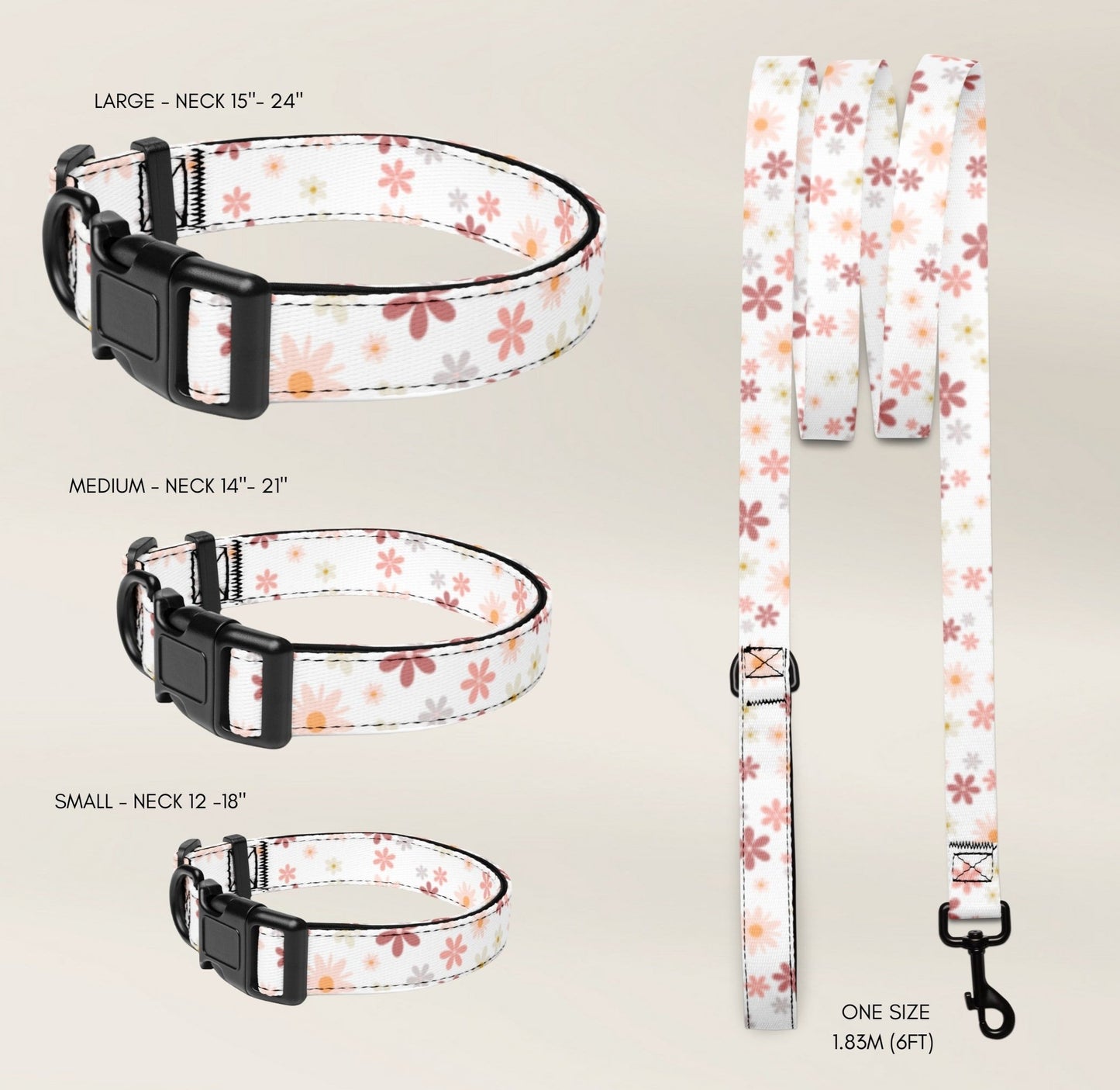 Dog Collar and Leash Set - Retro Floral - TLC Paws