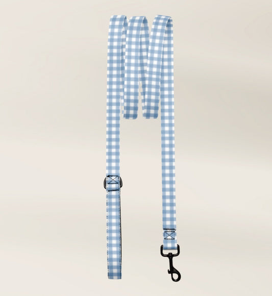 Custom Pet Dog Leash - Gingham Blue - TLC Paws