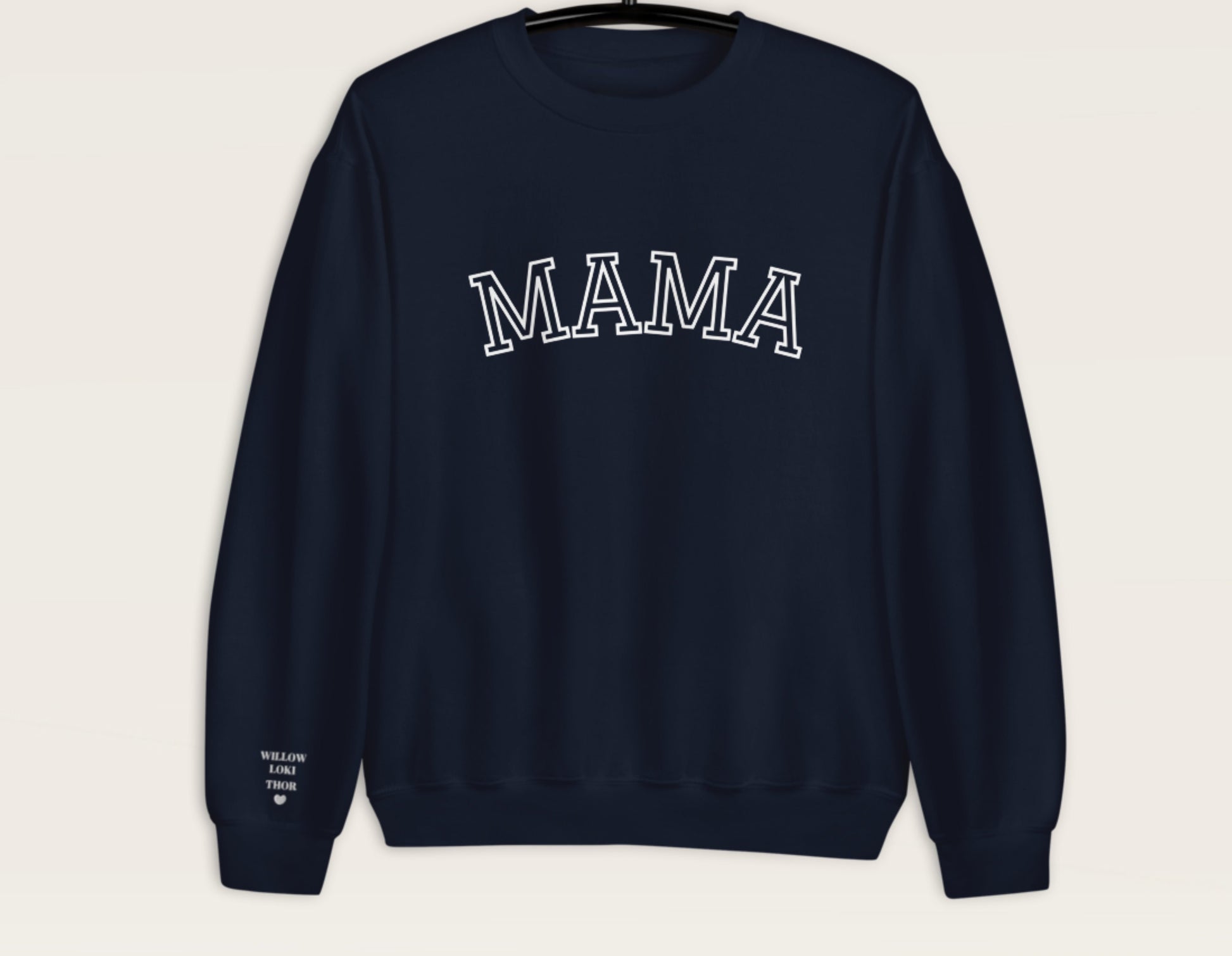 Custom Embroidered Mama Sweatshirt with Personalized Pet & Baby Names on Sleeve - TLC Paws