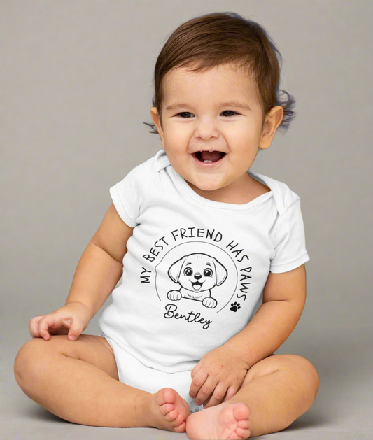 My Best Friend Has Paws Baby Onesie - Personalised Dog - TLC Paws