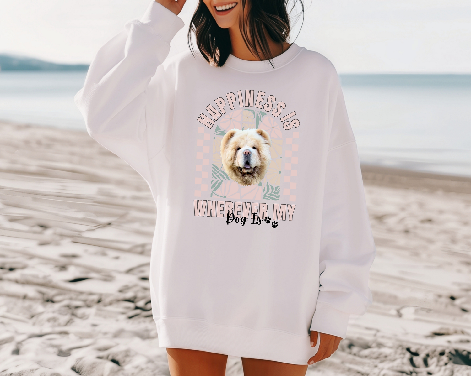 Personalised Happiness Is Wherever My Dog Is Sweatshirt - TLC Paws