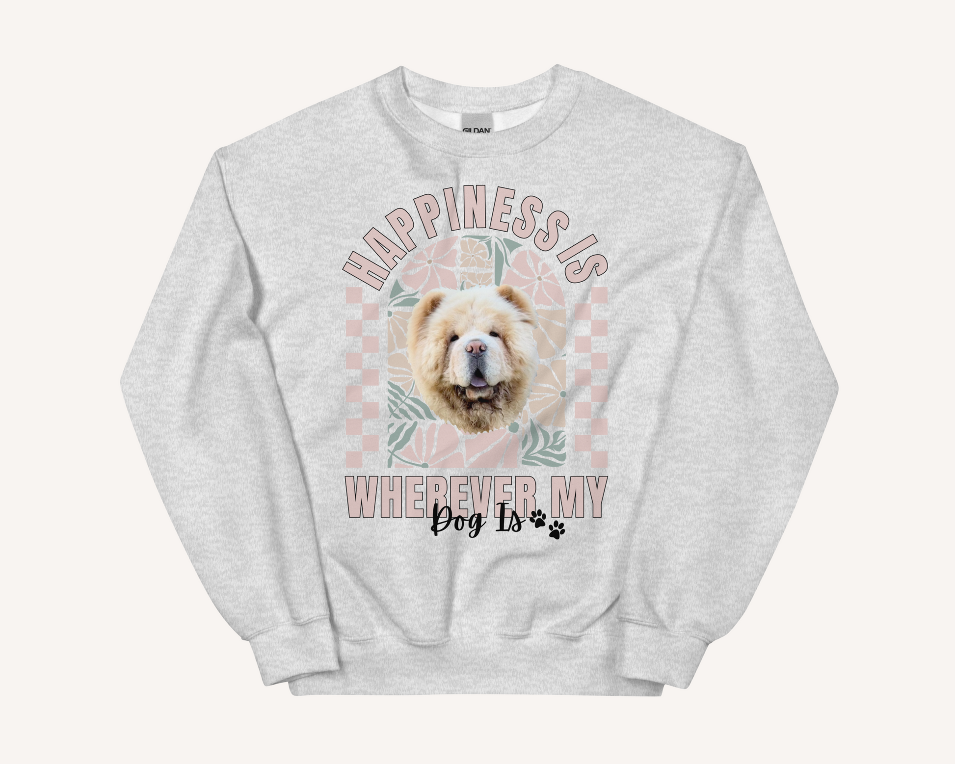 Personalised Happiness Is Wherever My Dog Is Sweatshirt - TLC Paws