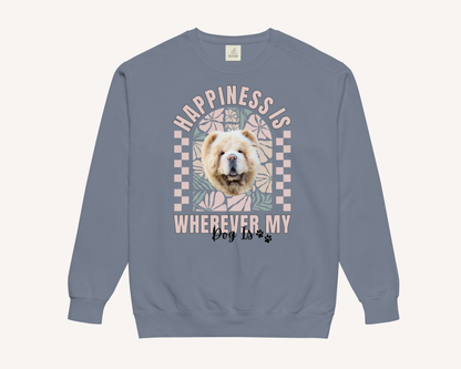 Personalised Happiness Is Wherever My Dog Is Sweatshirt - TLC Paws