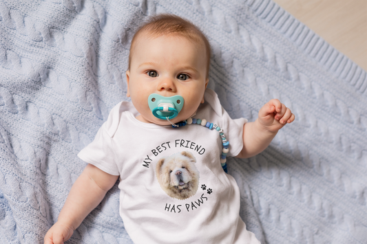 Personalised Baby Onesie - 'My Best Friend Has Paws' with Custom Pet Face