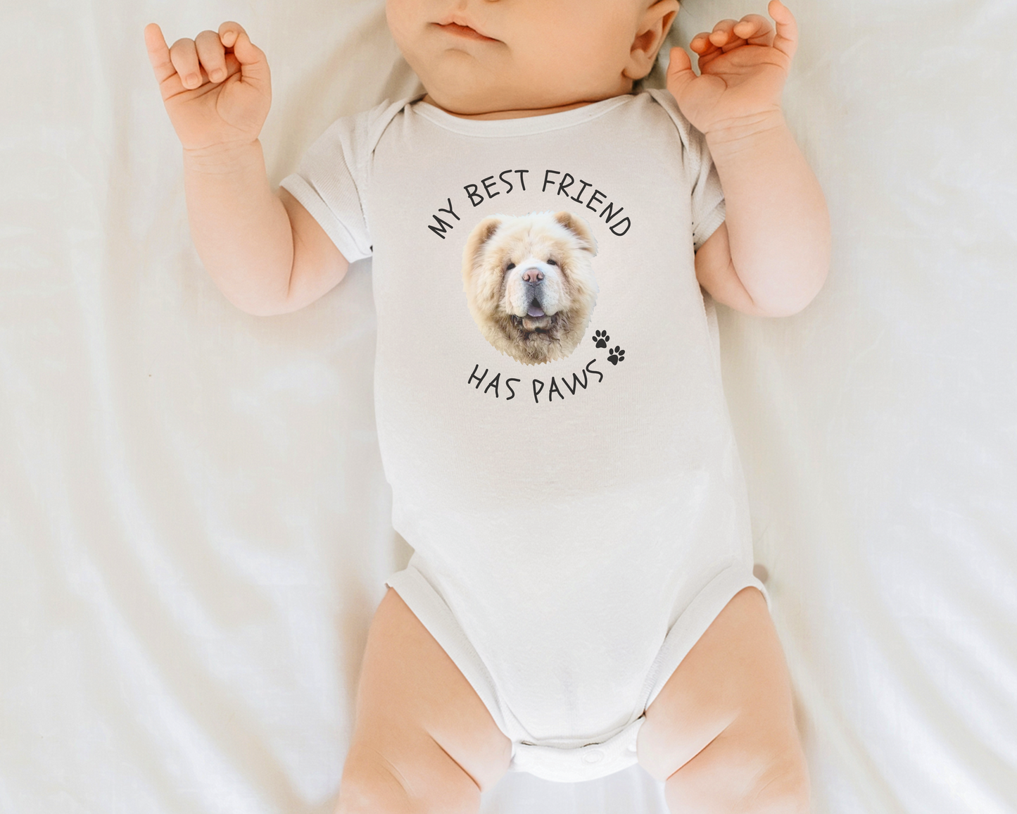 Personalised Baby Onesie - 'My Best Friend Has Paws' with Custom Pet Face