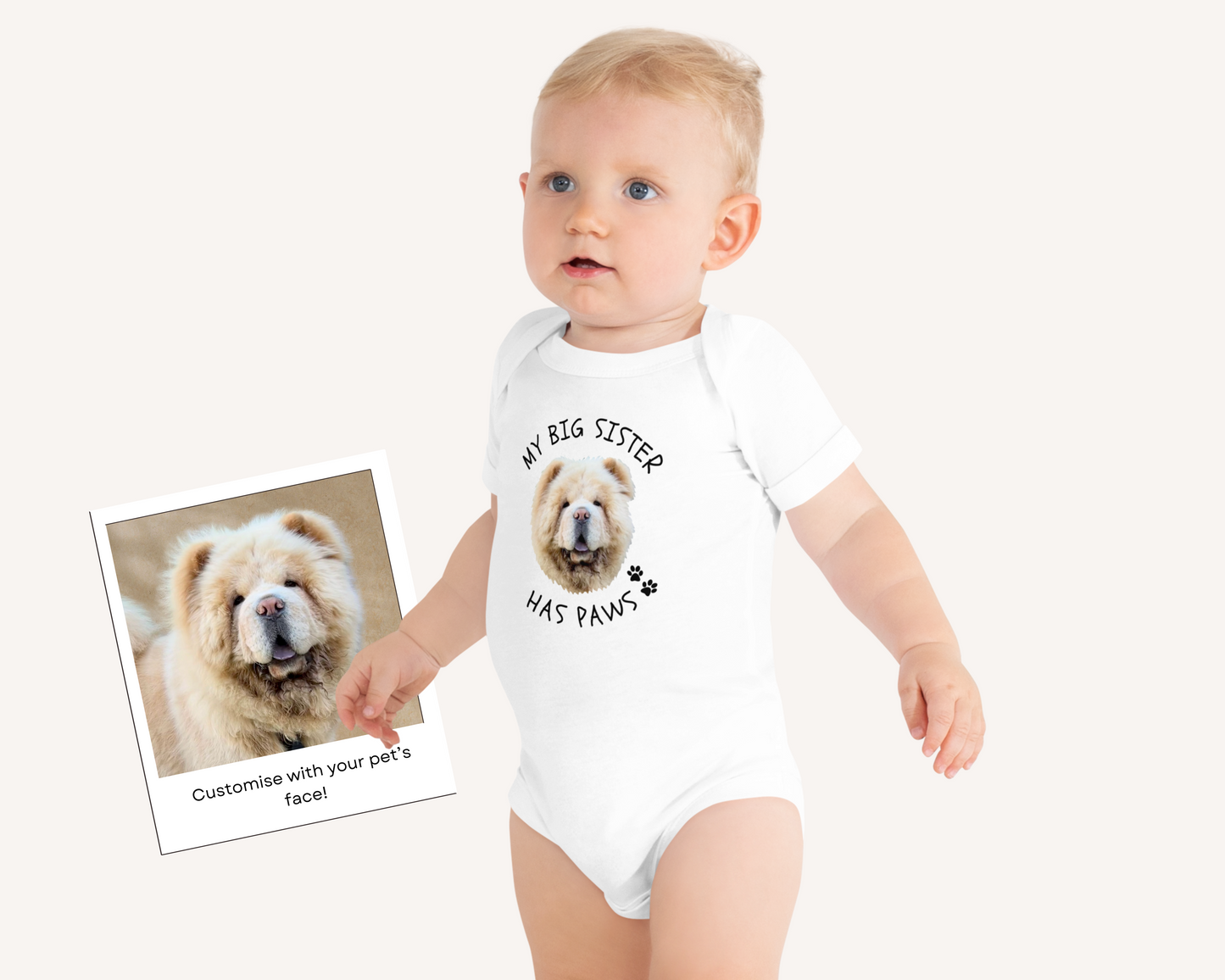 Pet Face Baby Onesie MY Big Sister HAS PAWS