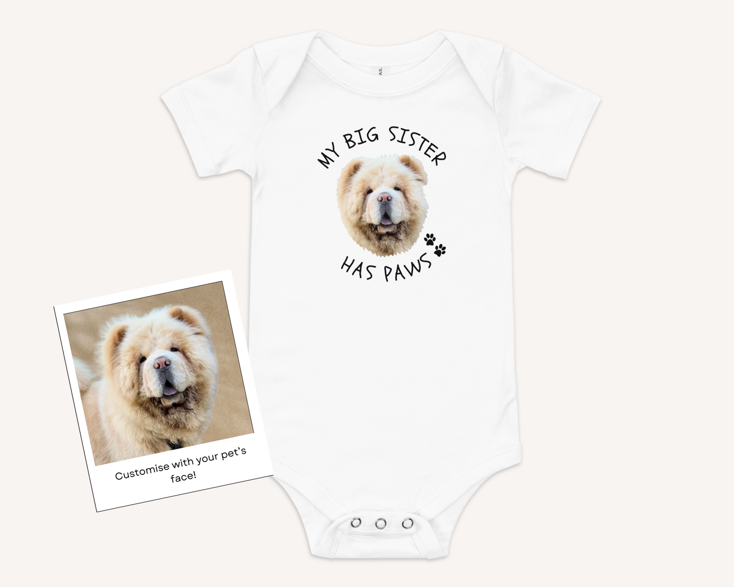 Pet Face Baby Onesie MY Big Sister HAS PAWS