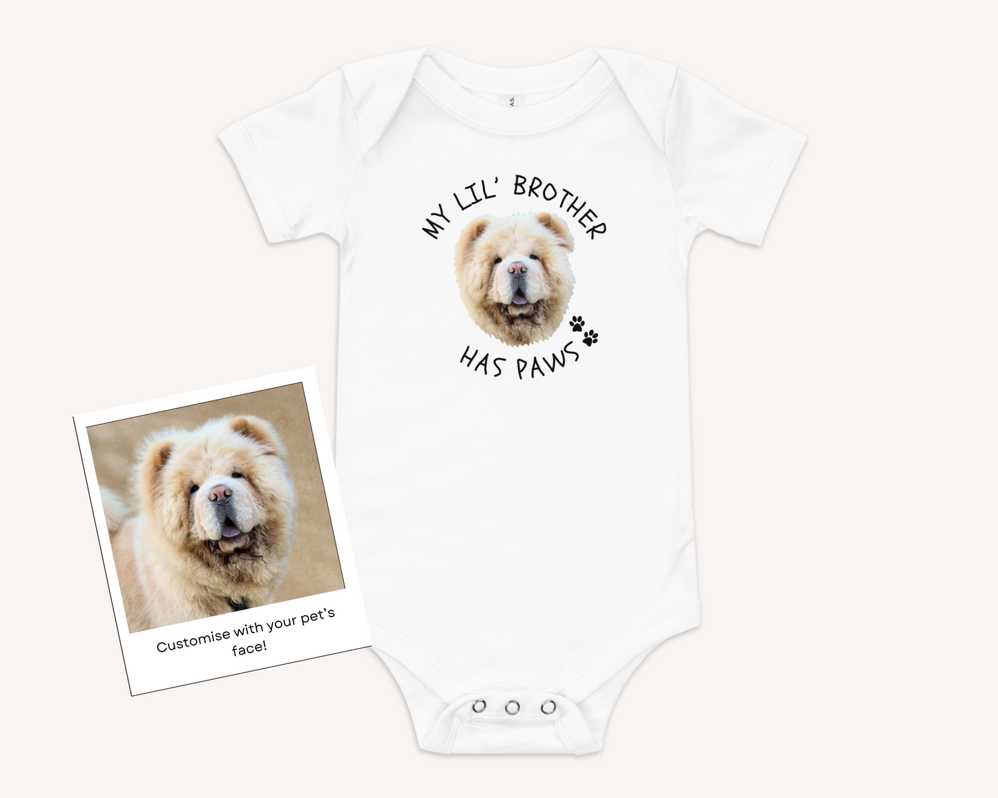 Pet Face Baby Onesie MY Little Brother HAS PAWS