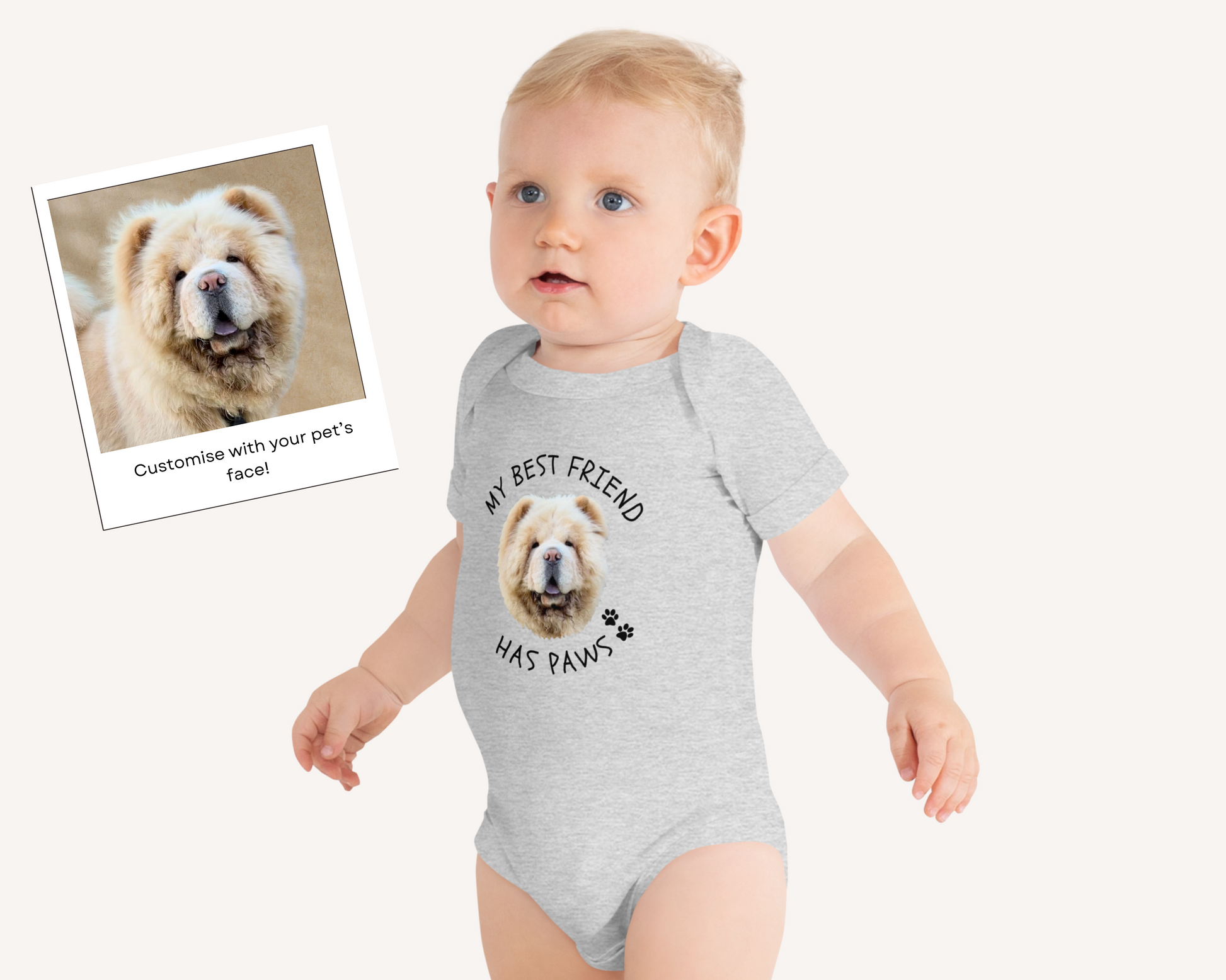 Personalised Baby Onesie - 'My Best Friend Has Paws' with Custom Pet Face