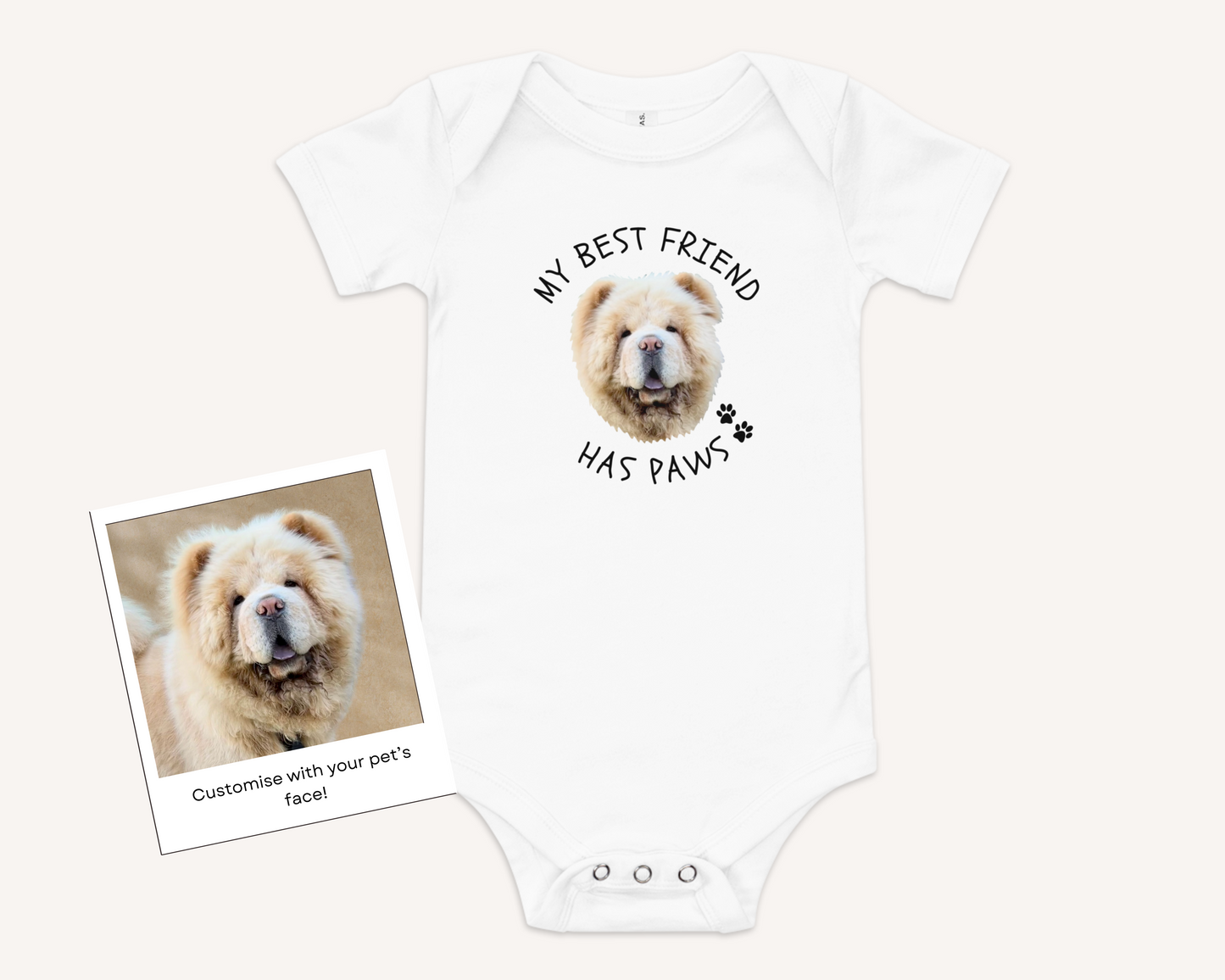 Personalised Baby Onesie - 'My Best Friend Has Paws' with Custom Pet Face