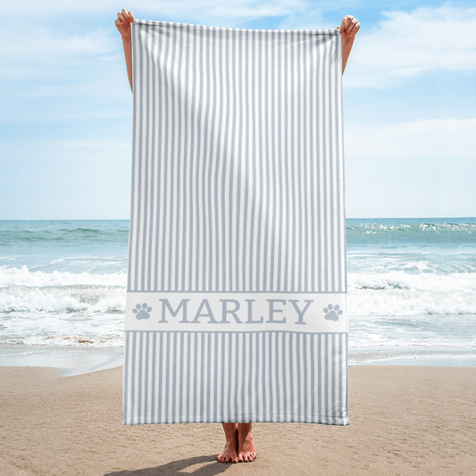 Personalised Beach Towel (Powder Blue) – Custom Soft & Absorbent Towels for You and Your Pets - TLC Paws