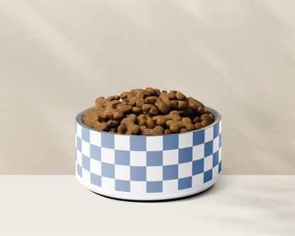 Personalised Dog Bowl - Checkered Stainless Steel Food and Water Bowl - TLC Paws