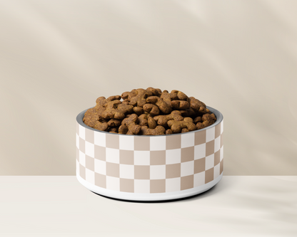 Personalised Dog Bowl - Checkered Stainless Steel Food and Water Bowl - TLC Paws