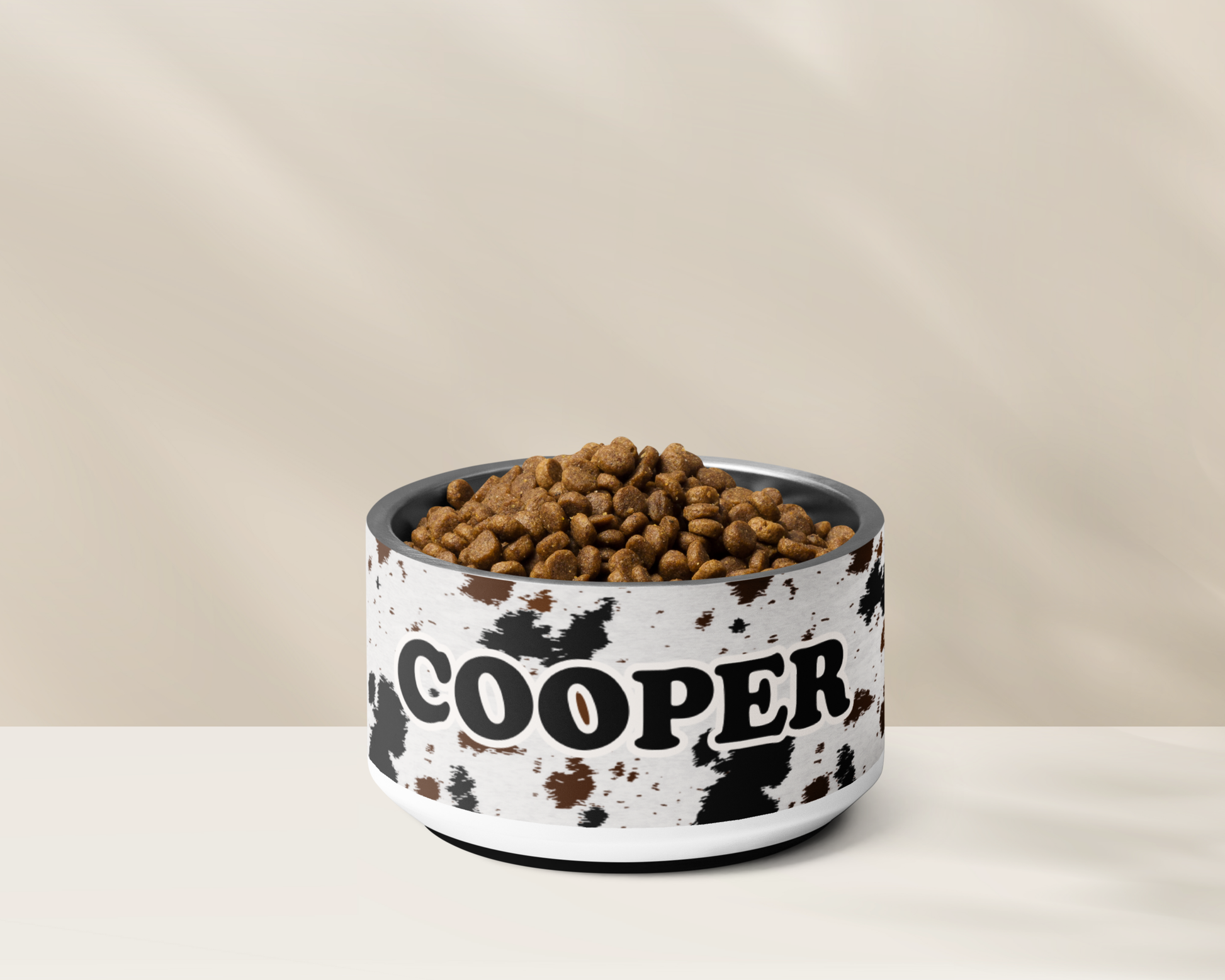 Personalised Dog Bowl - Cowhide Stainless Steel Food and Water Bowl - TLC Paws