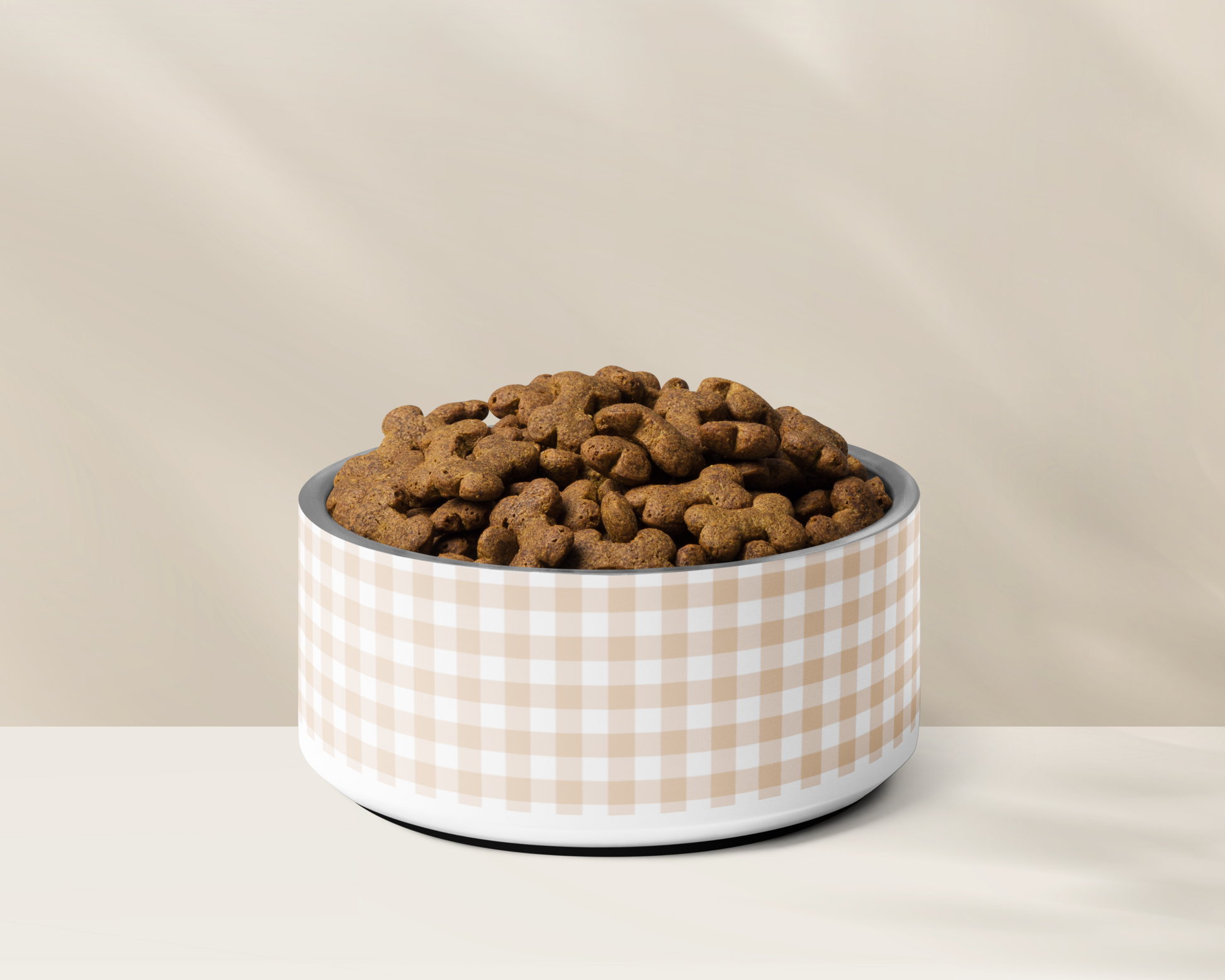 Personalised Dog Bowl - Stainless Steel Food and Water Bowl Gingham Sand - TLC Paws