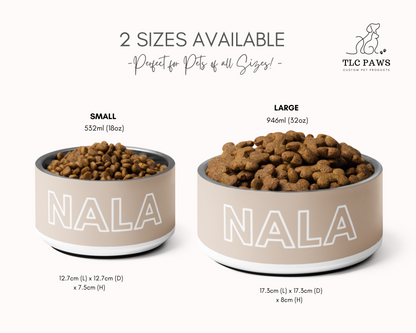 Personalised Dog Bowl and Cat Feeder - Sand - TLC Paws