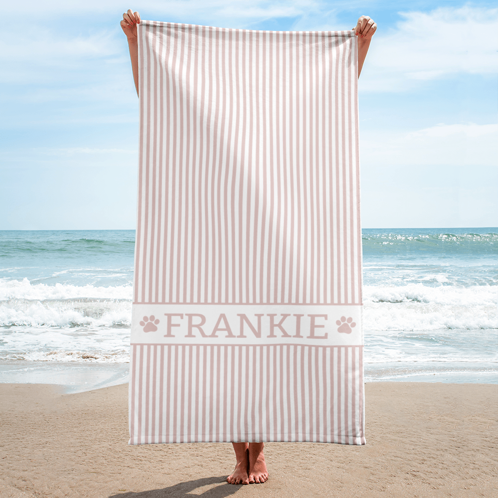 Personalised Beach Towel (Dusty Pink) – Custom Soft & Absorbent Towels for You and Your Pets - TLC Paws