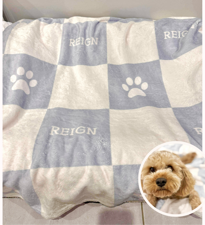 Personalised Blanket & Throw - Powder Blue - TLC Paws