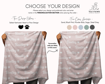Personalised Blanket & Throw - Blush - TLC Paws