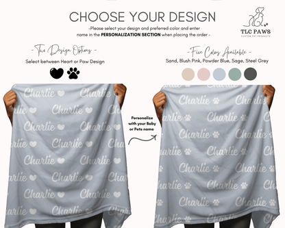 Personalised Blanket & Throw - Sky Blue - TLC Paws