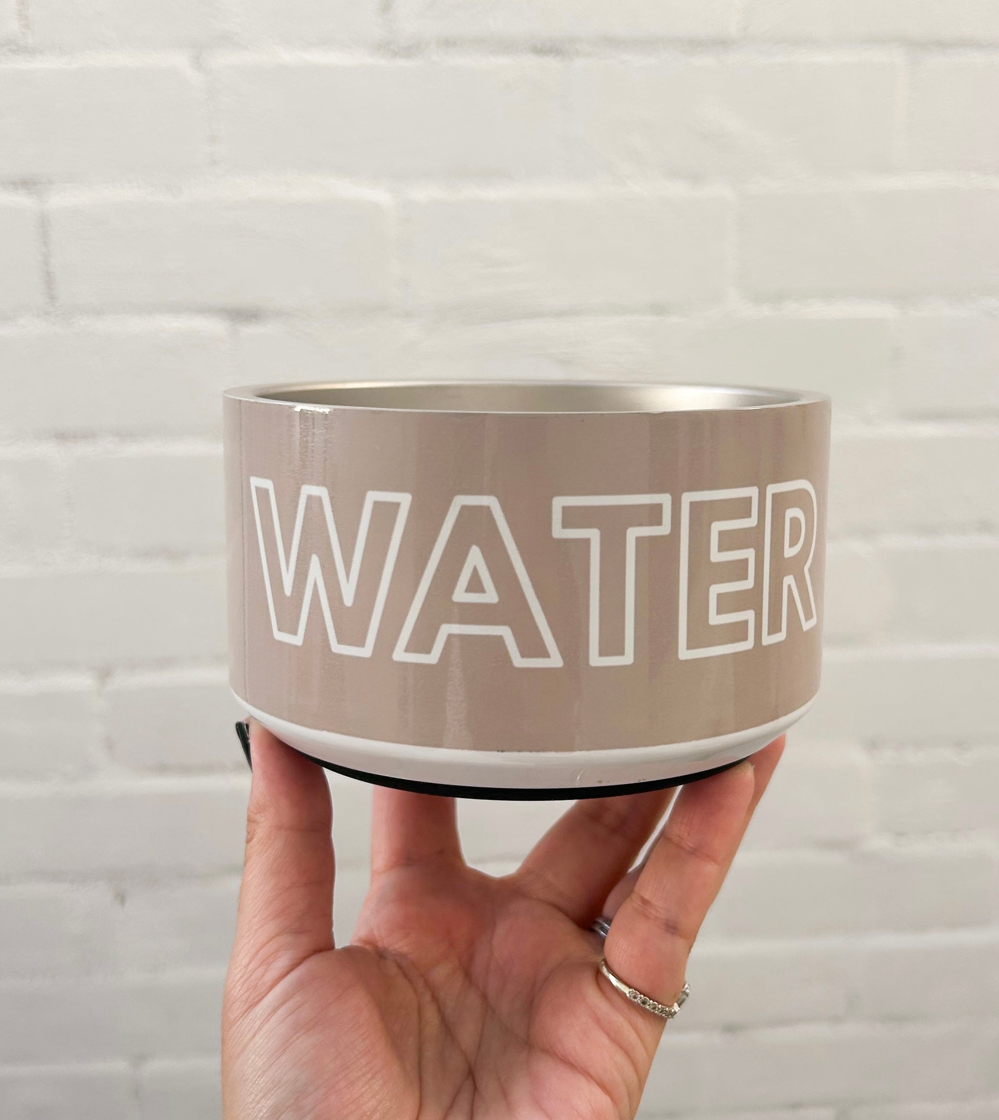 Personalised Dog Bowl - Stainless Steel Food and Water Bowl (Sand) - TLC Paws
