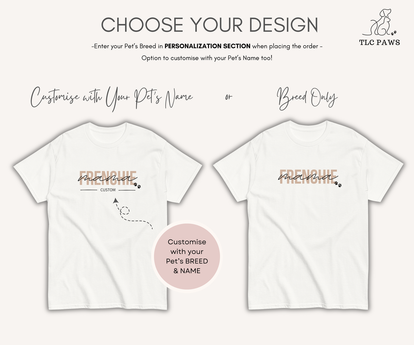 Personalised Dog Mama Tshirt with Breed and Name