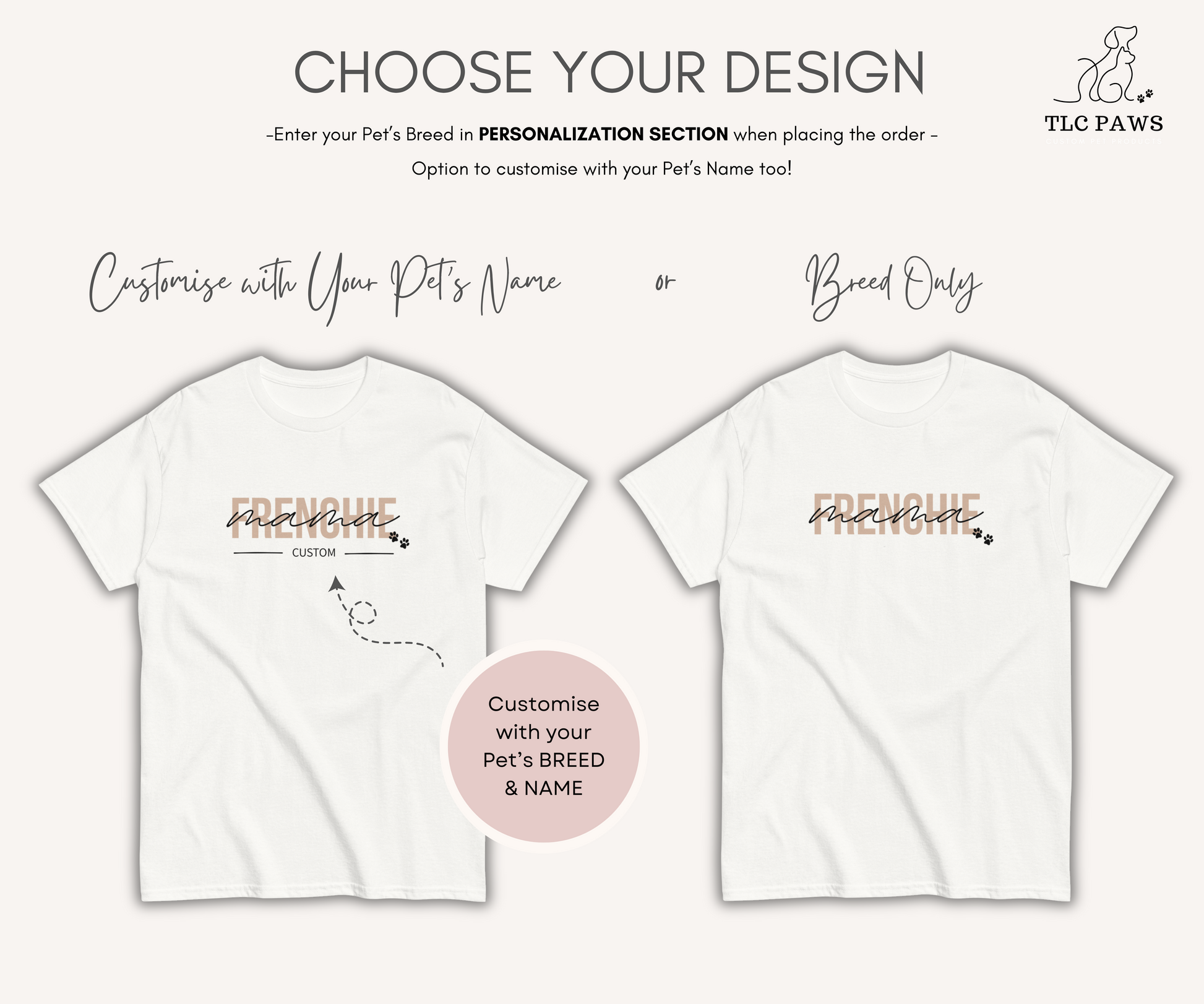 Personalised Dog Mama Tshirt with Breed and Name
