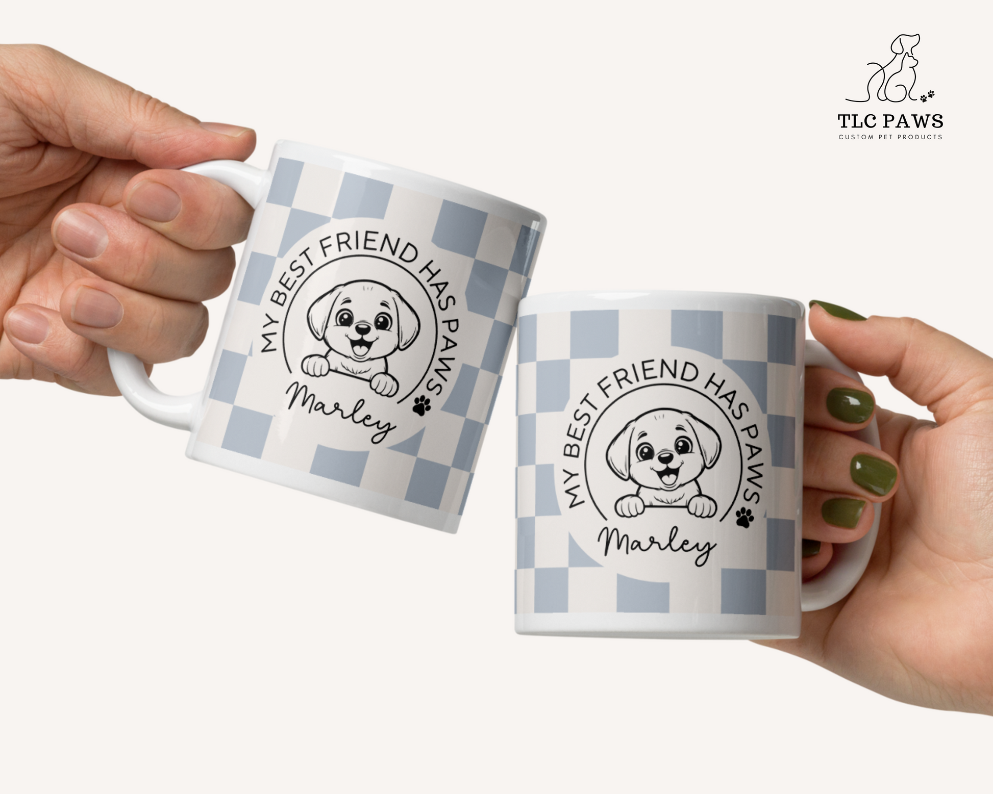 Custom Checkered Personalised Dog Mug