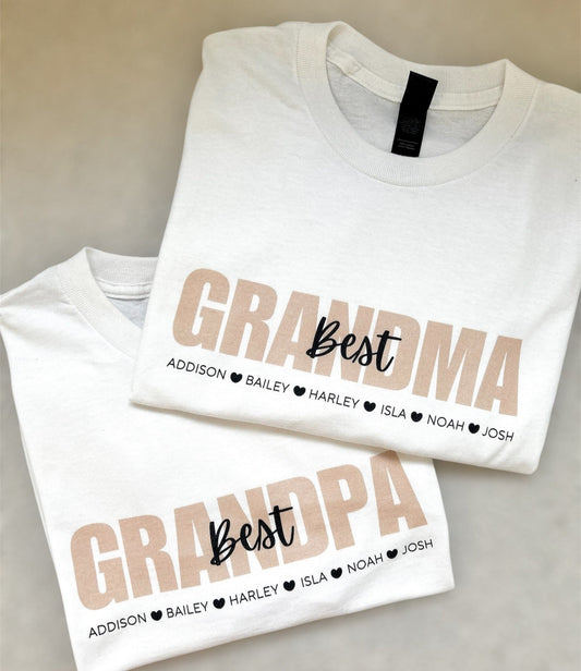 Matching Grandma and Grandpa Personalised Shirts