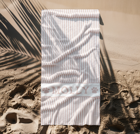 Personalised Pet Beach Towel TLC Paws