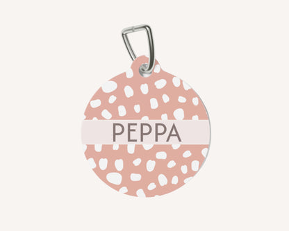 Personalized Pet Dog or Cat ID Tag - Spotted Pink - TLC Paws