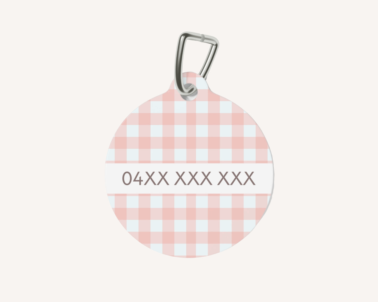 Gingham Personalized Pet Dog or Cat ID Tag - Pink - TLC Paws