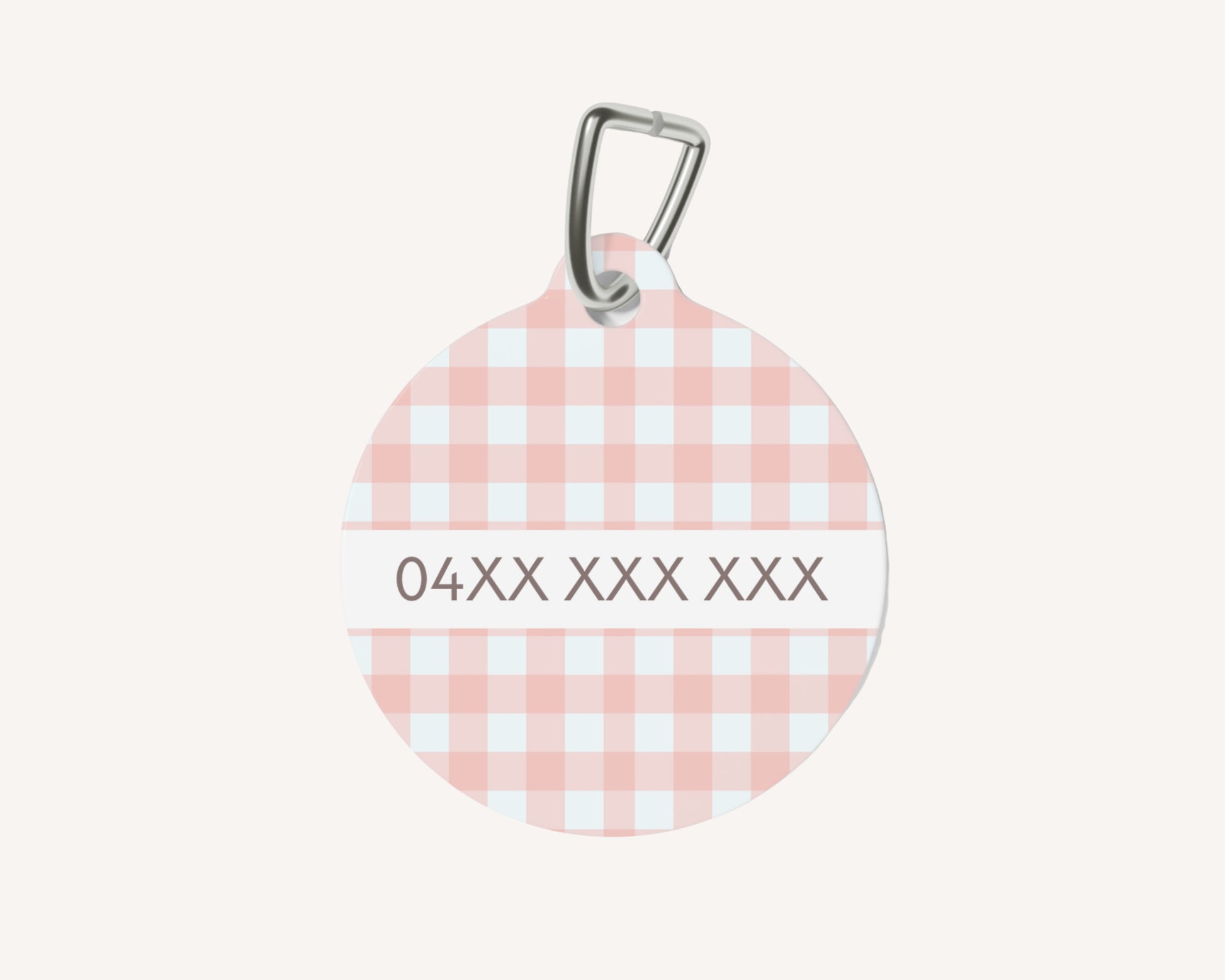 Gingham Personalized Pet Dog or Cat ID Tag - Pink - TLC Paws