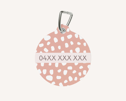 Personalized Pet Dog or Cat ID Tag - Spotted Pink - TLC Paws
