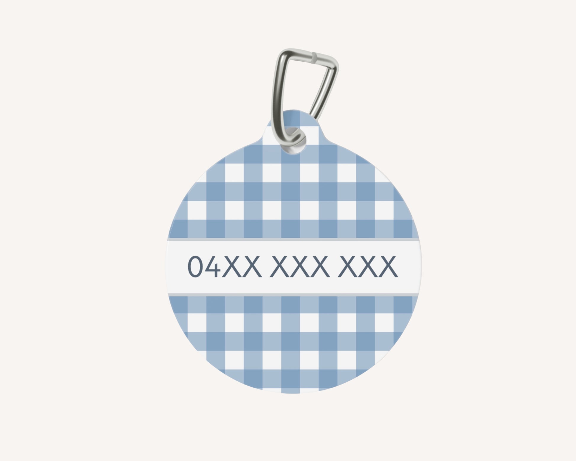 Gingham Personalized Pet Dog or Cat ID Tag - Blue - TLC Paws