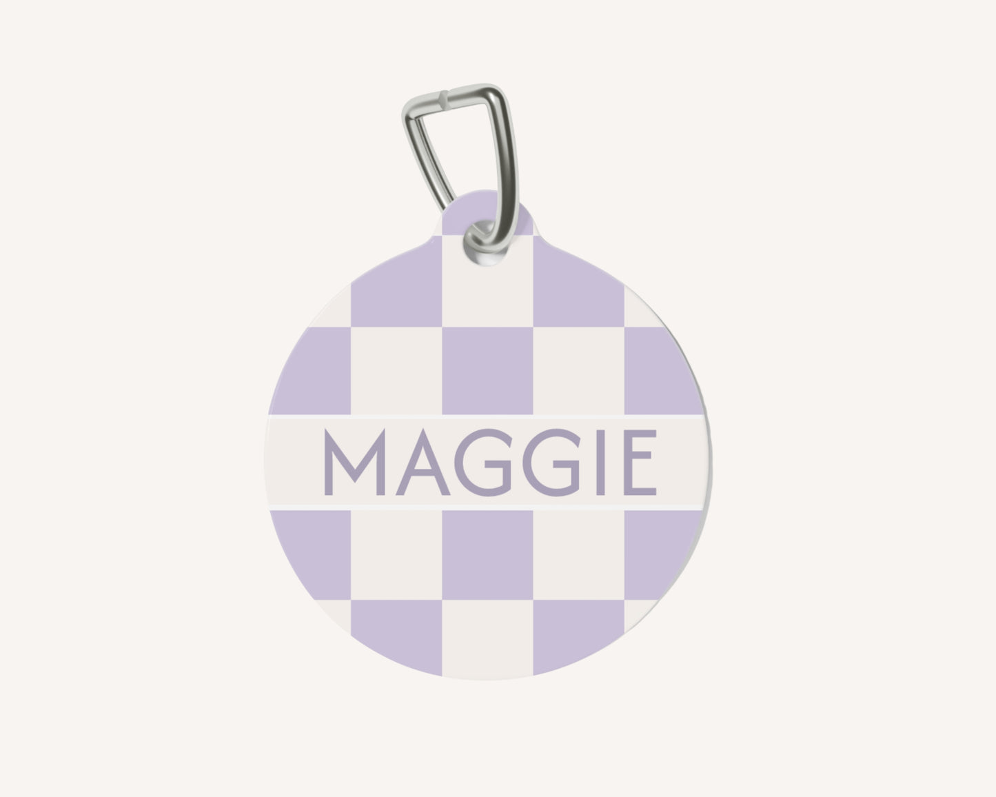Personalised Pet Dog or Cat ID Tag - Checkered Lilac - TLC Paws