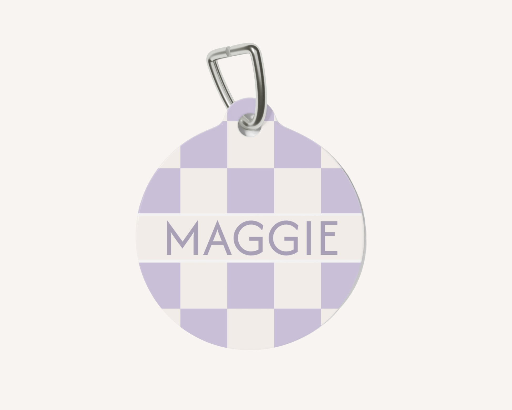 Personalised Pet Dog or Cat ID Tag - Checkered Lilac - TLC Paws