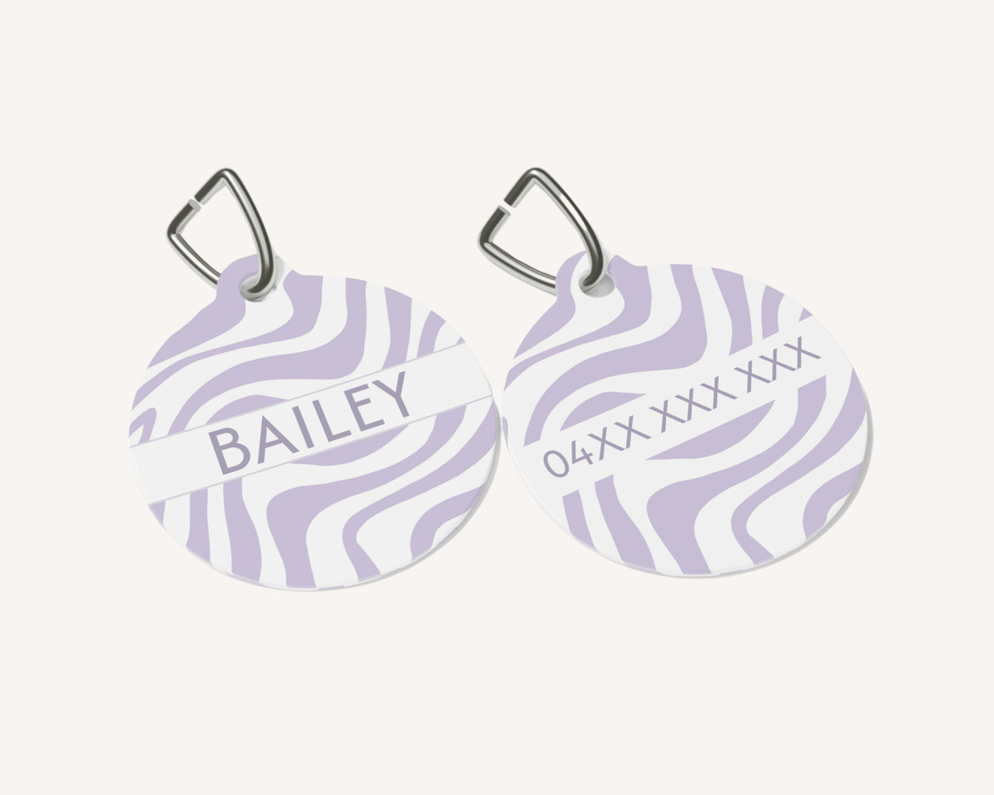 Personalized Pet Dog or Cat ID Tag - Zebra Lilac - TLC Paws