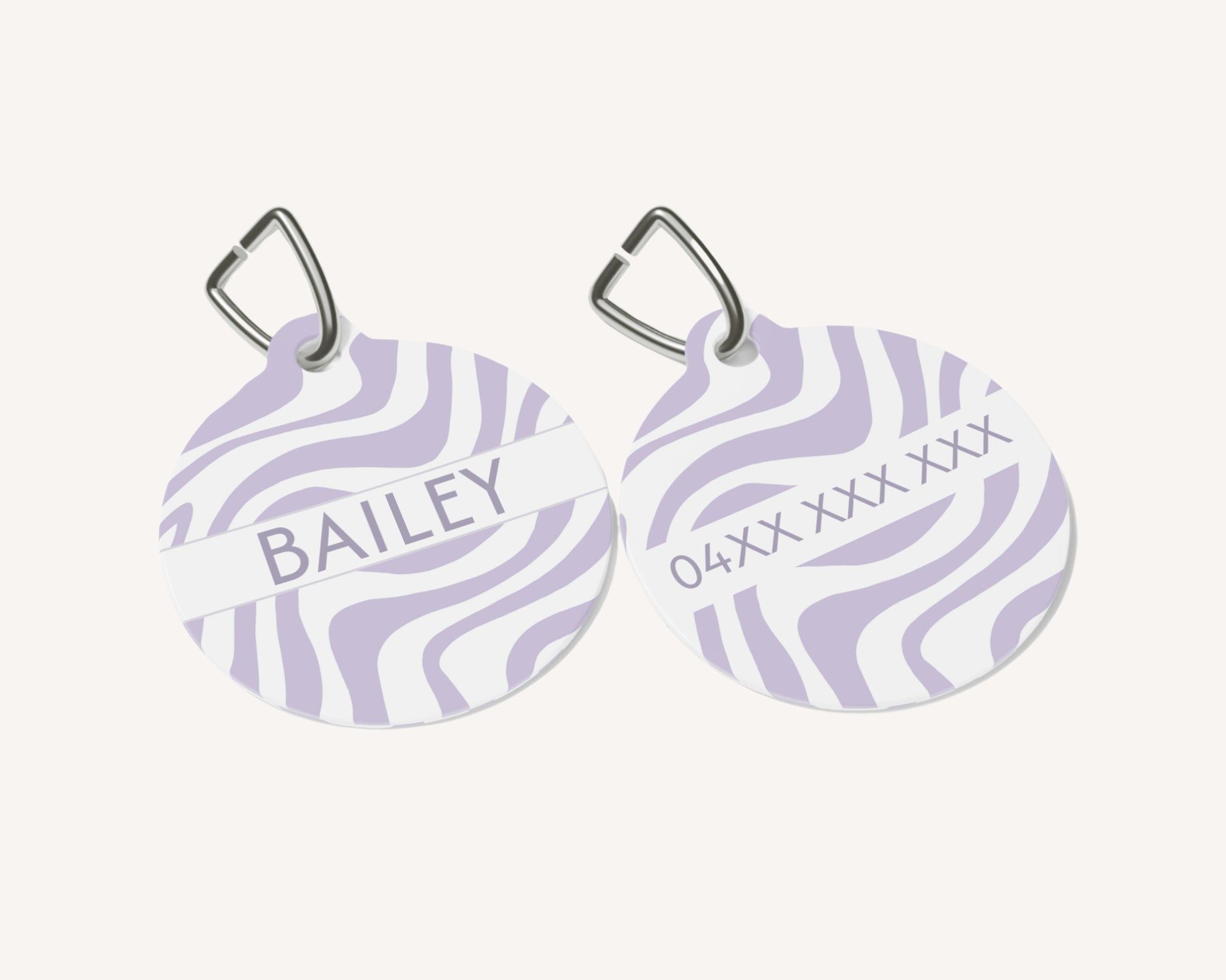 Personalized Pet Dog or Cat ID Tag - Zebra Lilac - TLC Paws
