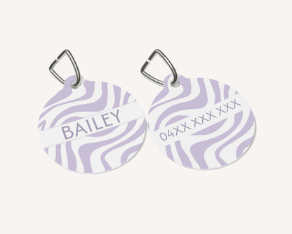 Personalized Pet Dog or Cat ID Tag - Zebra Lilac - TLC Paws