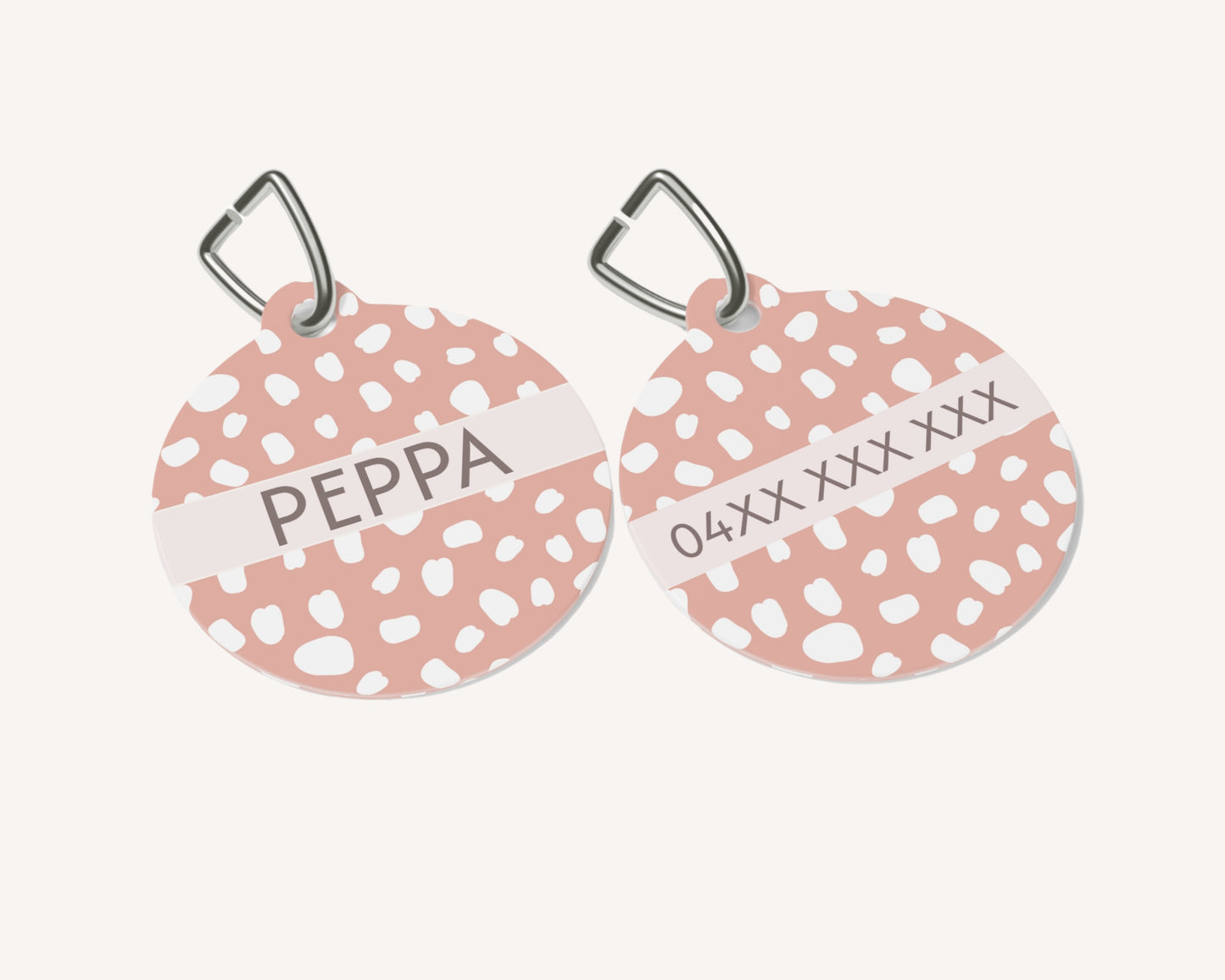 Personalized Pet Dog or Cat ID Tag - Spotted Pink - TLC Paws