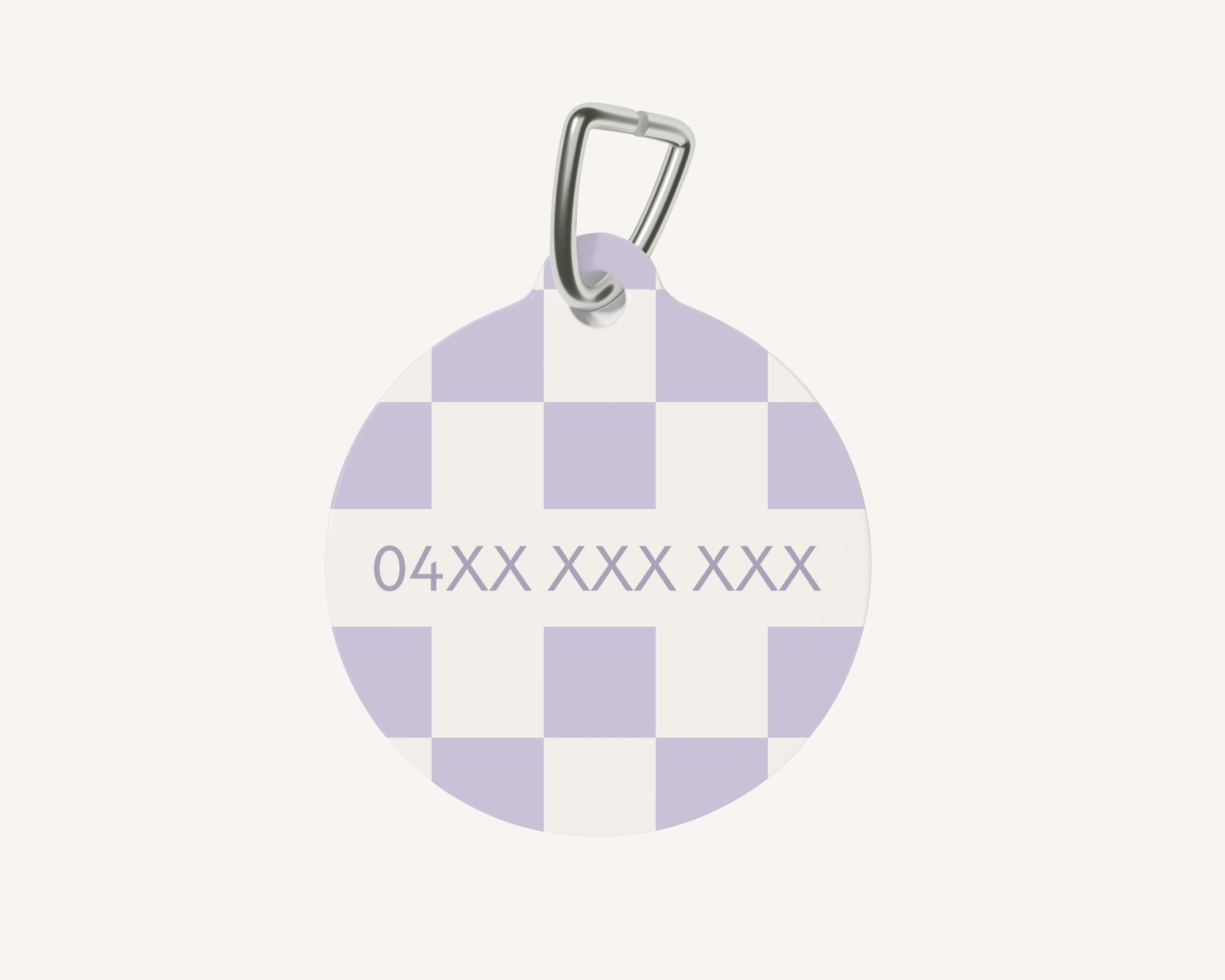 Personalised Pet Dog or Cat ID Tag - Checkered Lilac - TLC Paws