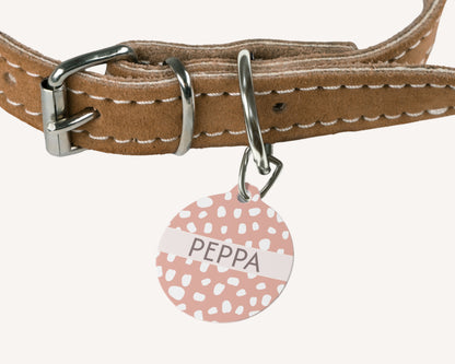 Personalized Pet Dog or Cat ID Tag - Spotted Pink - TLC Paws