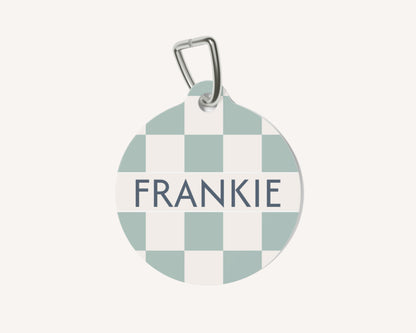 Personalised Pet Dog or Cat ID Tag - Checkered Sage - TLC Paws