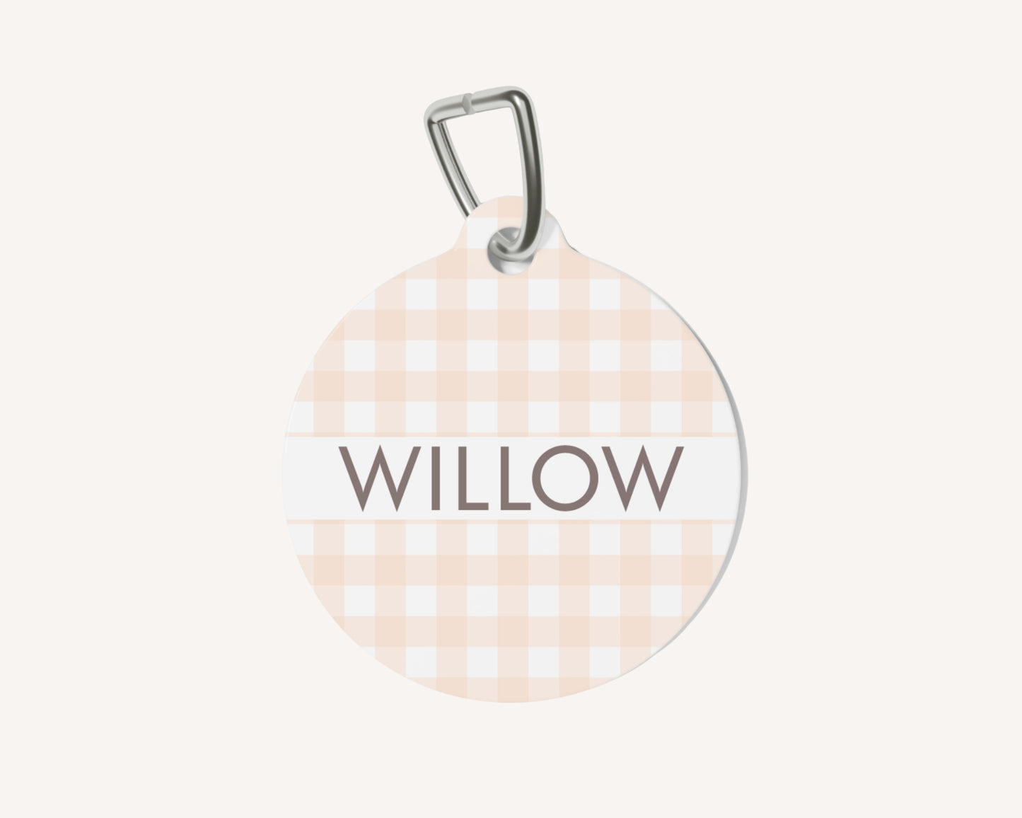 Gingham Personalized Pet Dog or Cat ID Tag - Peaches & Cream - TLC Paws