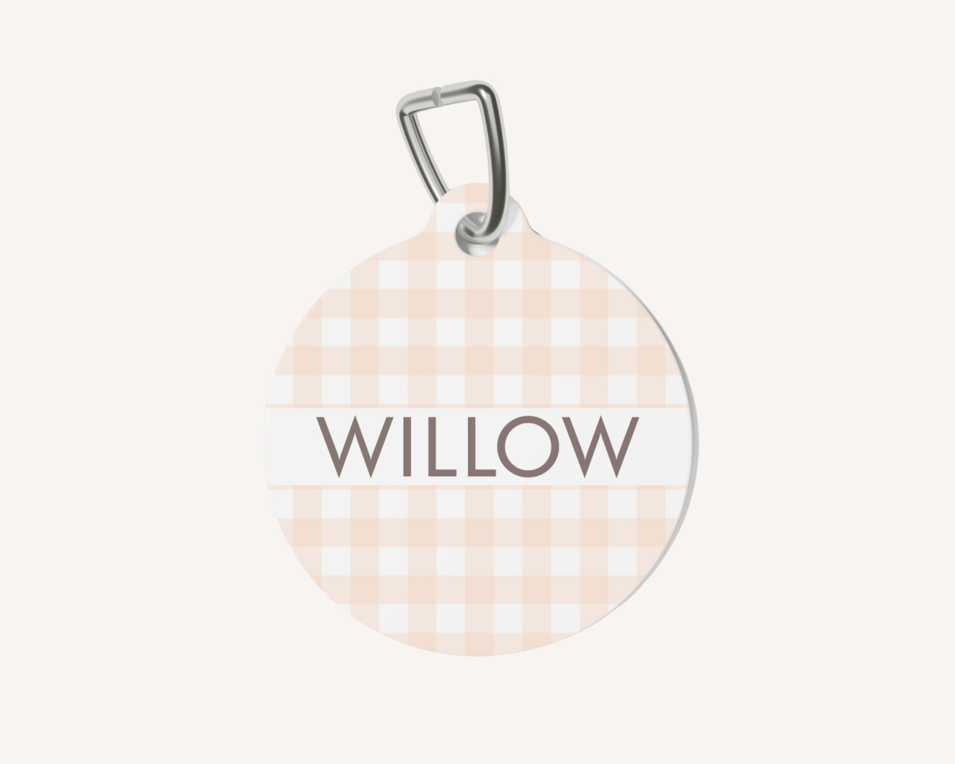 Gingham Personalized Pet Dog or Cat ID Tag - Peaches & Cream - TLC Paws